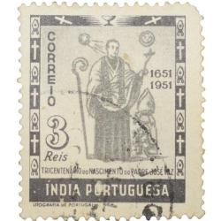 Postal Stamp of Portuguese India - 3 Reis - Jose Vaz - Used Condition as per Image.