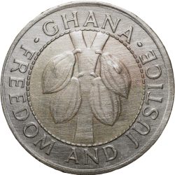 Bi-Metallic 100 Cedis of Ghana Country (AD 1999) with Cocoa Plants