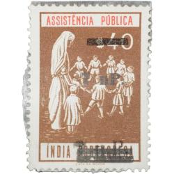 Postal Stamp of India Portugues - Assistencia Publica Cancelled and Over Printed Brown 7 New Paise b