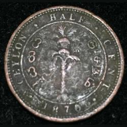 Ceylon (1870) ½ Cent - Victoria Rare Coin Lowest Price #L-92