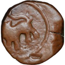 Dated Copper Paisa of Namdar Khan(AD1258) of Hyderabad Feudatory of Elichpur with Tiger Left KM # C1