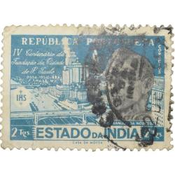Postal Stamp of India Portugues - Blue Colour 2 Tangas - Used as per Image.