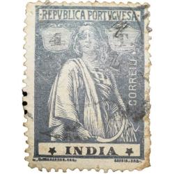 Postal Stamp of India Portugues - Dull-Black Colour 4 Tangas - Used as per Image.