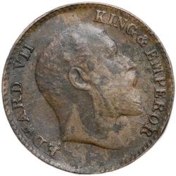 Bronze 1/12 Anna of Edward VII (AD 1910) of Calcutta Mint About Very Fine