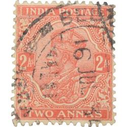 Postal Stamp of George V Orange Colour 2 Annas Used Condition as per Image.