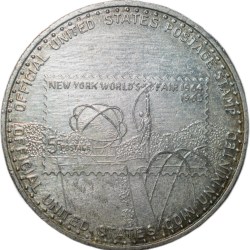 Alternative view of Nickel Token/Medallian of New York World Fair (AD 1964) Crown Size official United States Postage St