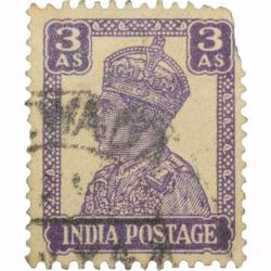 Postal Stamp of George VI Purple Colour 3 Annas Used Condition as per Image.