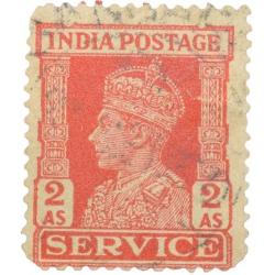 Postal Stamp of George VI Red Colour 2 Annas Service Used Condition as per Image.