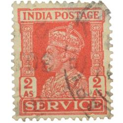 Postal Stamp of George VI Red Colour 2 Annas Service Used Condition as per Image.