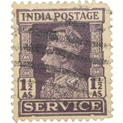 Postal Stamp of George VI Purple Colour 1-1/2 Annas Service Used Condition as per Image.