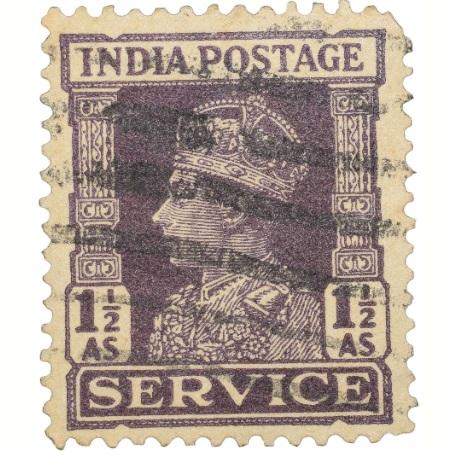 Postal Stamp of George VI Purple Colour 1-1/2 Annas Service Used Condition as per Image.