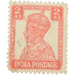 Postal Stamp of George VI Red Colour 2 Annas Used Condition as per Image.
