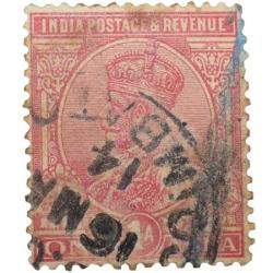 Postal Stamp of George V Pink Colour 1 Anna Used Condition as per Image.