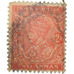 Postal Stamp of George V Orange Colour 2 Annas Used Condition as per Image.
