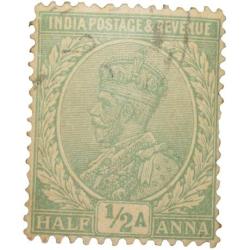 Postal Stamp of George V Green Colour 1/2 Anna Used Condition as per Image.