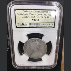 Alternative view of Victoria (4 Dot) one Ruppes silver British india Coin" With Grading india number one company. Rare