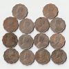 Rare 14 Coins Set of One Anna 1917 to 1936 Different Mints Copper-Nickel Coins of King George V British India Coinage