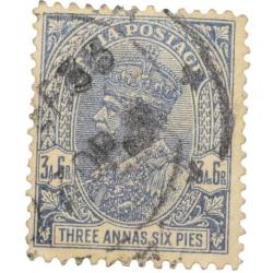 Postal Stamp of George V Blue Colour 3 Annas 6 Pies Used Condition as per Image.