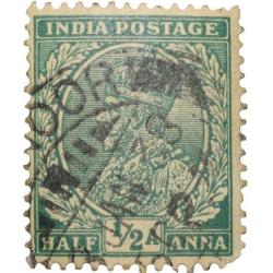Postal Stamp of George V Green Colour 1/2 Anna Used Condition as per Image.