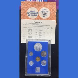 Alternative view of 1974 Bhutan Proof Set Silver Food For All With Box Cover & Certificate Very Rare Set