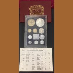 1974 proof set (10 coin Set ) Mumbai Mint Top With Box & Certificate Rare Set