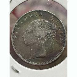 Alternative view of Rare Half Rupee British India 1840 Victoria continues legend with tonned. Sku 156