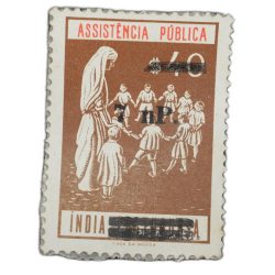 Postal Stamp of India Portugues - Assistencia Publica Cancelled and Over Printed Brown 7 New Paise b