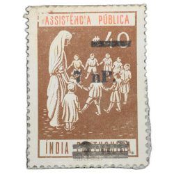 Postal Stamp of India Portugues - Assistencia Publica Cancelled and Over Printed Brown 7 New Paise b