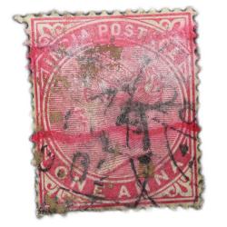 Postal Stamp of Victoria 1 Anna - Pink Colour - Used as per Image.