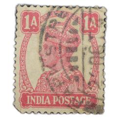 Postal Stamp of George VI 1 Anna - Dull Red & White Colour - Used as per Image.