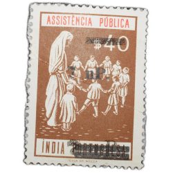 Postal Stamp of India Portugues - Assistencia Publica Cancelled and Over Printed Brown 7 New Paise b