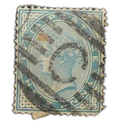 Postal Stamp Of Victoria 1/2 Anna Dull Green Colour Bold C Cancellation Used As Per Image