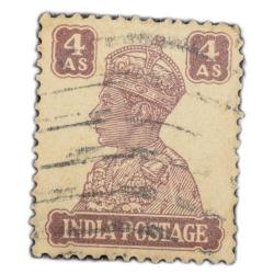 Postal Stamp of George VI 4 Annas Dull Brown & White Colour - Used as per Image.