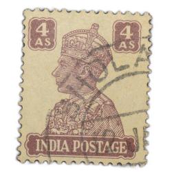 Postal Stamp of George VI 4 Annas Dull Brown & White Colour - Used as per Image.