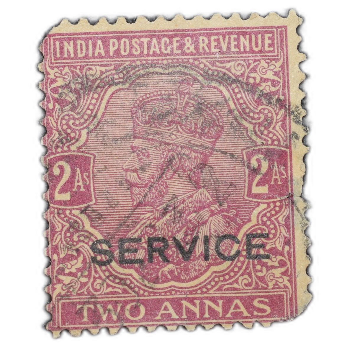 Postal Stamp of George V 2 Annas (AD 1926 33) Purple Colour Service