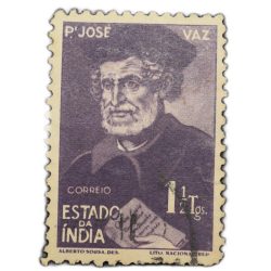 Postal Stamp of India Portugues - P. Jose Vaz Issue - Grey - Black colour 1-1/2 Tangas Stamp, Used C