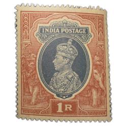 Postal Stamp of George VI 1 Rupee Blue & Red Colour Mint Un-Used Condition as per Image.