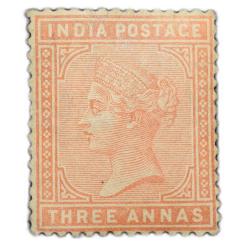 Postage Stamp of Victoria (AD 1890) 3 Annas Orange Colour - Mint Un-Used Condition as per Image, Rar