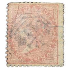 East India Postage Stamp of Victoria Queen (AD 1860) - Dull Pink Colour - Gibbson Ty.41 - Used Condi