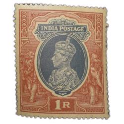 Postal Stamp of George VI 1 Rupee Blue & Red Colour Mint Un-Used Condition as per Image.