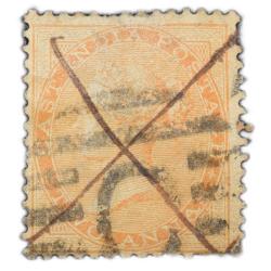 East India Postage Stamp of Victoria Queen (AD 1858) - Orange Colour 2 Annas - Gibbson Ty.44 - Used