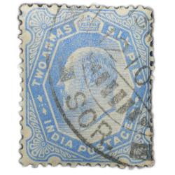 Postal Stamp of Edward VII 2 Annas 6 Pies Blue Colour Used Condition as per Image.