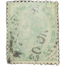 Postage Stamp of Victoria Queen Dull Green Colour 1/2 Anna Used Condition as per Image.