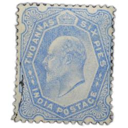 Postal Stamp of Edward VII 2 Annas 6 Pies Blue Colour Used Condition as per Image.