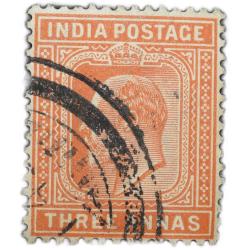 Postal Stamp of Edward VII 3 Annas Orange-Brown Colour Used Condition as per Image.