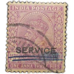 Postal Stamp of George V 1 Anna 3 Pies Mauve Colour - Used Condition as per Image.