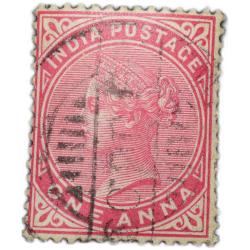 Postage Stamp of Victoria Queen Dull Pink Colour 1 Anna Used Condition as per Image.