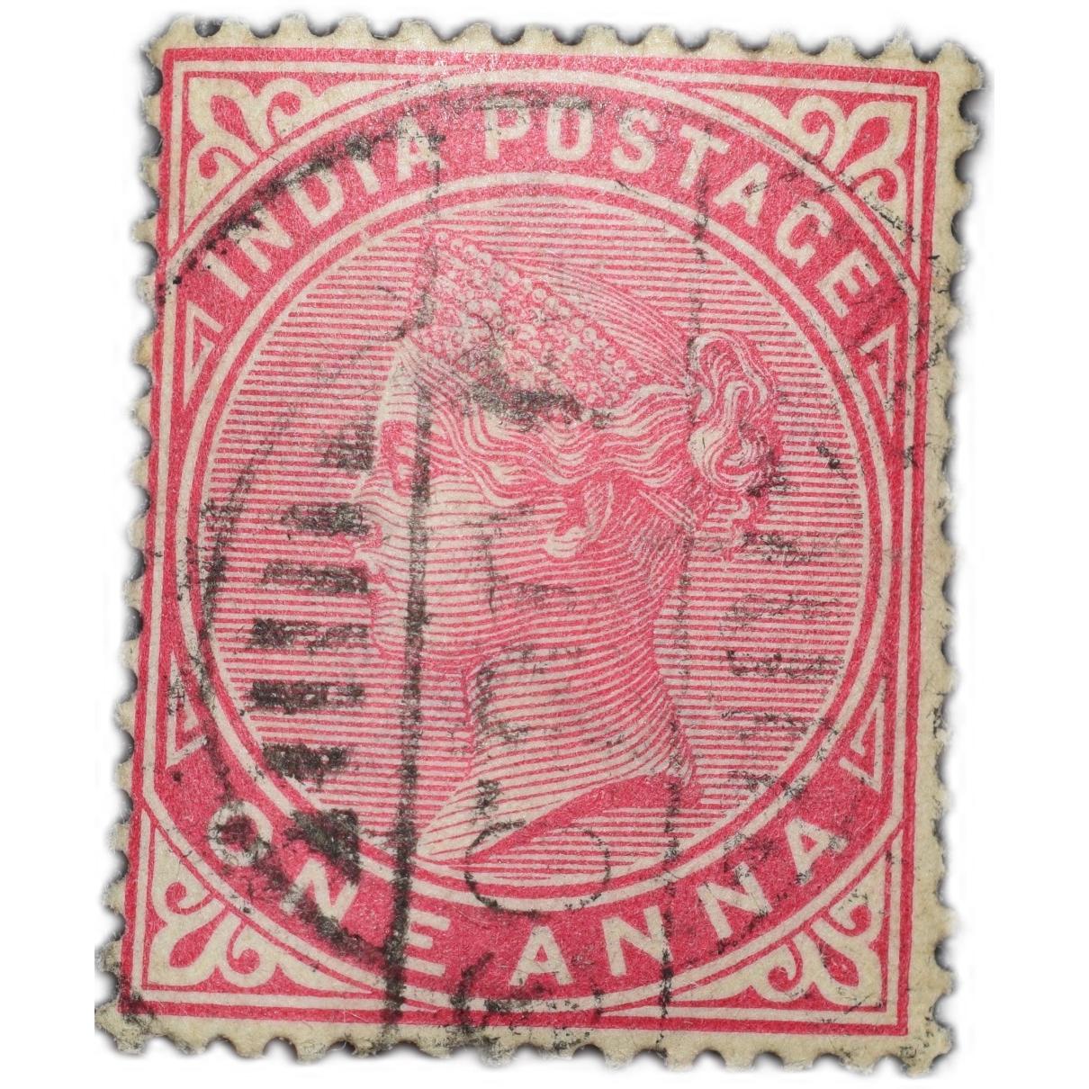 Postage Stamp of Victoria Queen Dull Pink Colour 1 Anna Used Condition as per Image.