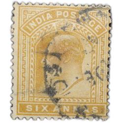 Postage Stamp of Edward VII 6 Annas Olive-Blister Colour - Used Condition as per Image.