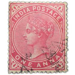 Postage Stamp of Victoria Queen Pink Colour 1 Anna Used Condition as per Image.